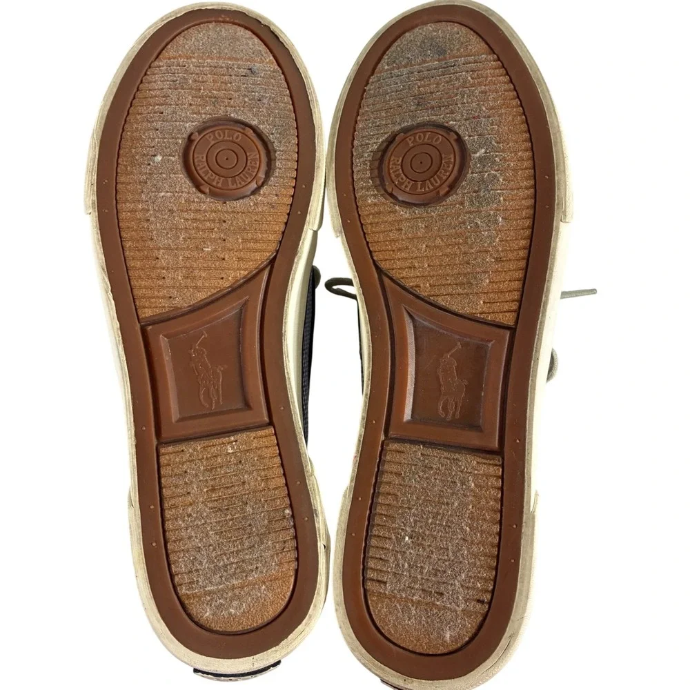 Polo Ralph Lauren Mens Gingham Canvas Boat Shoes Navy White Loafers